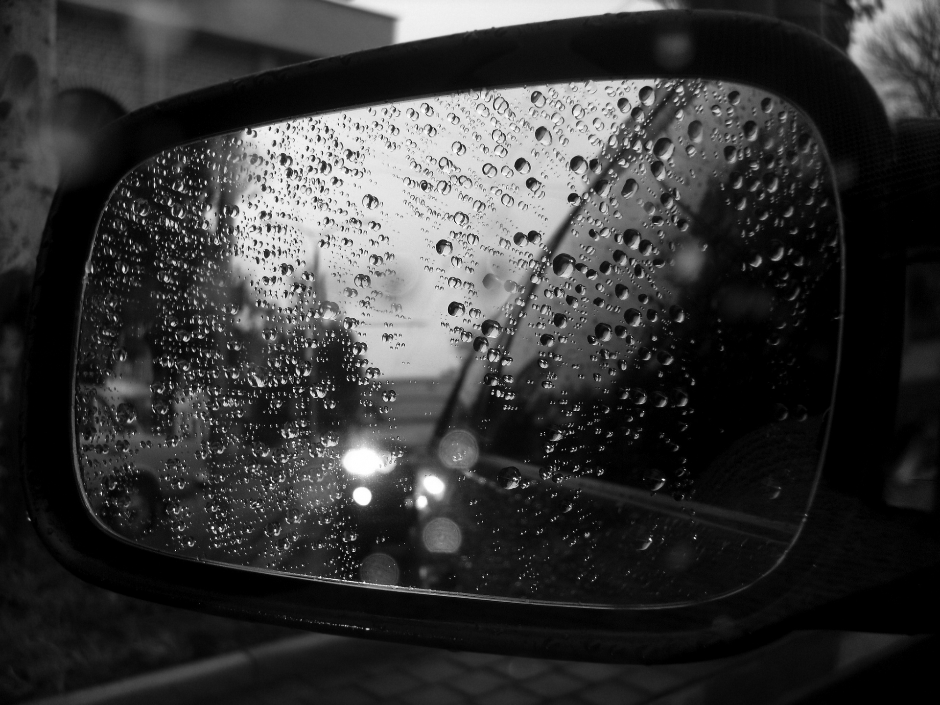 water, Drops, On, The, Side, Mirror Wallpaper