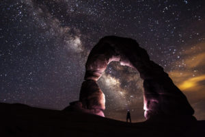 arch, Person, Night, Stars, Galaxy, Milky, Way, Rocks, Stones