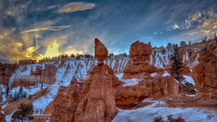 bryce, Canyon, Utah, Mountains, Rocks, Landscape, Sunset HD Wallpaper Desktop Background