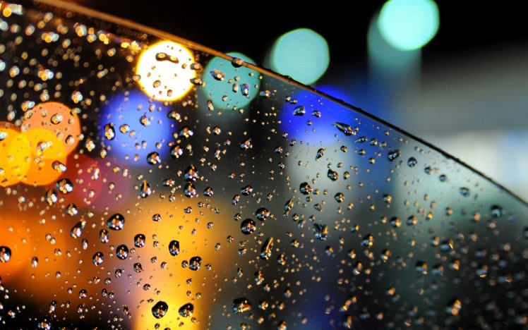 bokeh, Lights, Glass, Car, Drops, Water, Rain HD Wallpaper Desktop Background