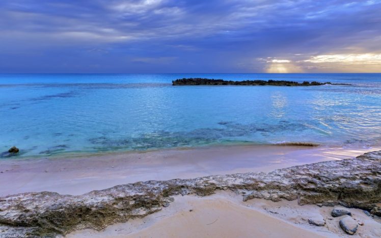 sea, Sand, Clouds, Rocks, Sunset HD Wallpaper Desktop Background
