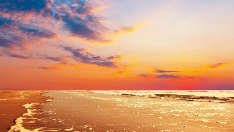 beach, Sky, Clouds, Sea, Sunset, Beauty, Landscape, Summer HD Wallpaper Desktop Background