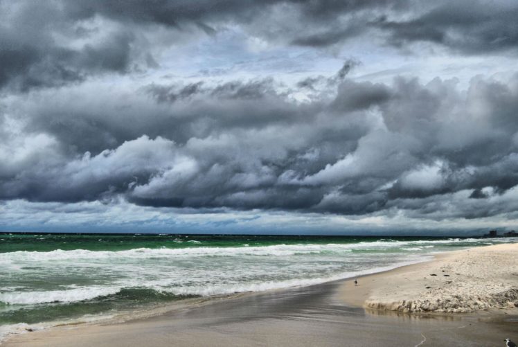 storm, Weather, Rain, Sky, Clouds, Nature, Sea, Ocean, Beach, Waves HD Wallpaper Desktop Background