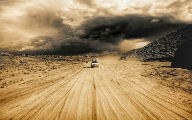 storm, Weather, Rain, Sky, Clouds, Nature, Desert, Sand, Road HD Wallpaper Desktop Background