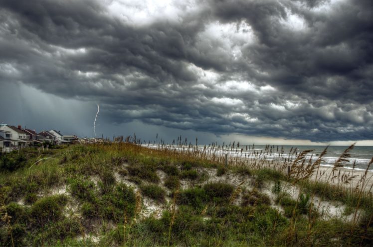 storm, Weather, Rain, Sky, Clouds, Nature, Ocean, Sea, Waves, Beach HD Wallpaper Desktop Background