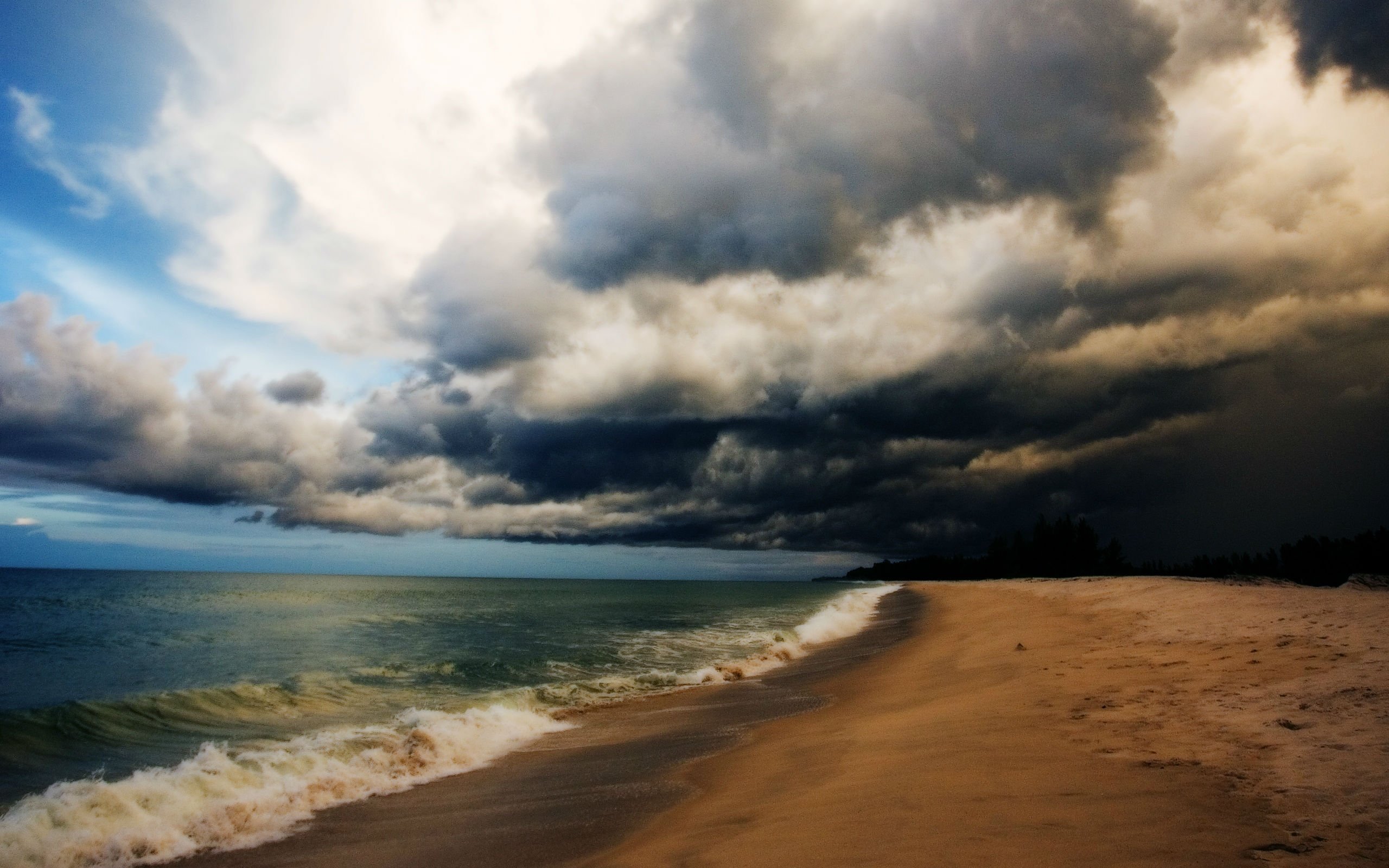 storm, Weather, Rain, Sky, Clouds, Nature, Ocean, Sea, Waves, Beach Wallpaper