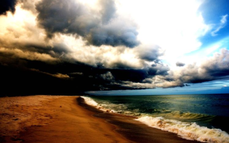 storm, Weather, Rain, Sky, Clouds, Nature, Sea, Ocean, Waves, Beach HD Wallpaper Desktop Background