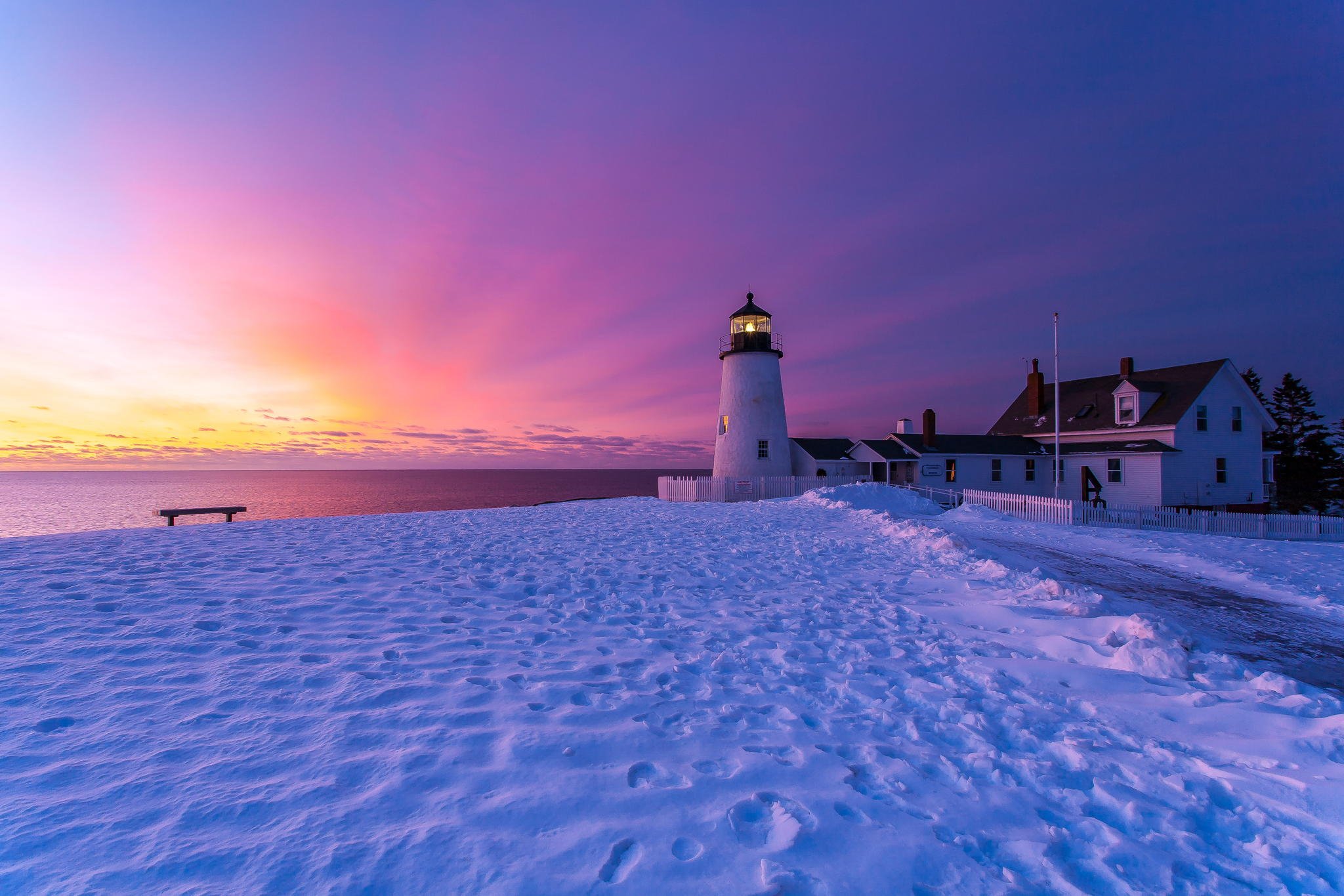 winter, Snow, Nature, Landscape, Lighthouse Wallpaper