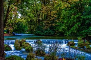 germany, Parks, Waterfalls, Bavaria, Trees, Moss, Munich, Nature