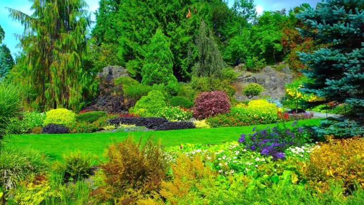 canada, Gardens, Lawn, Trees, Shrubs, Fir, Queen, Elizabeth, Garden, Nature HD Wallpaper Desktop Background