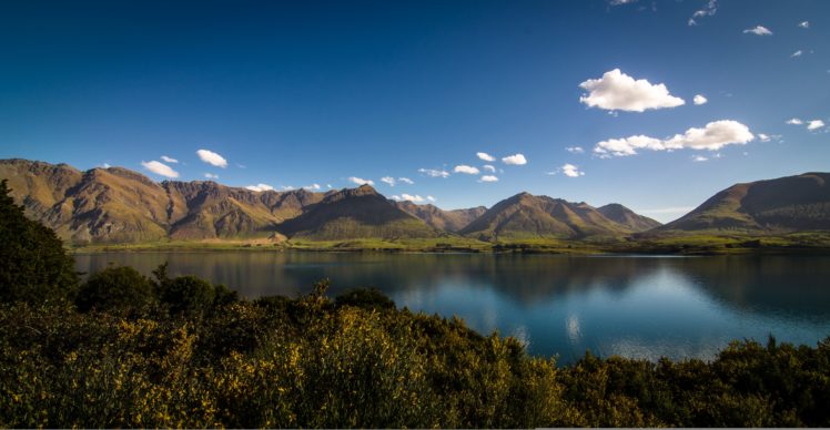 sky, Mountains, Lake, Scenery, New, Zealand, Lake, Wakatipu, Mount, Nicholas, Otago, Nature HD Wallpaper Desktop Background