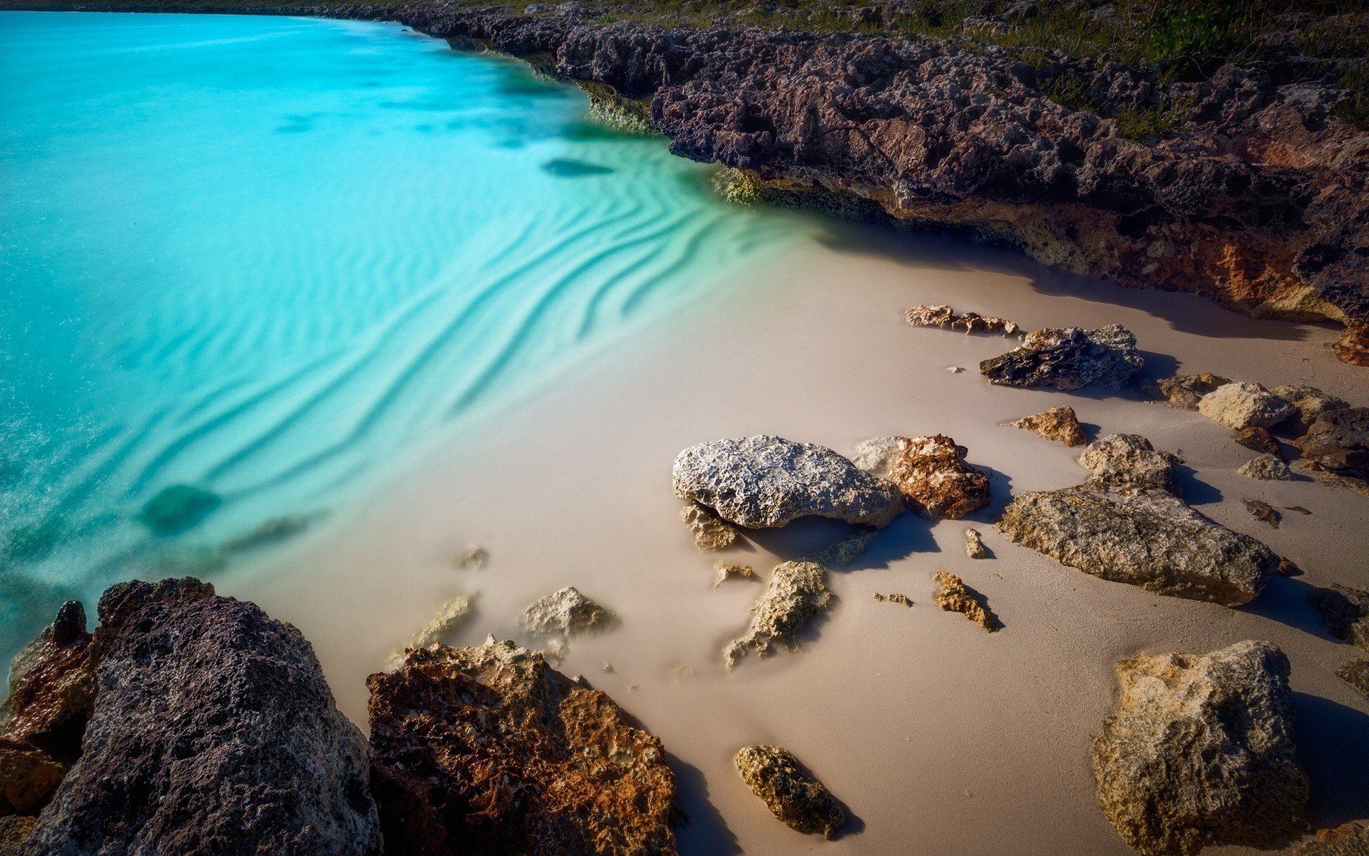 cala, Solitaria, Playa, Rocas, Mar Wallpaper