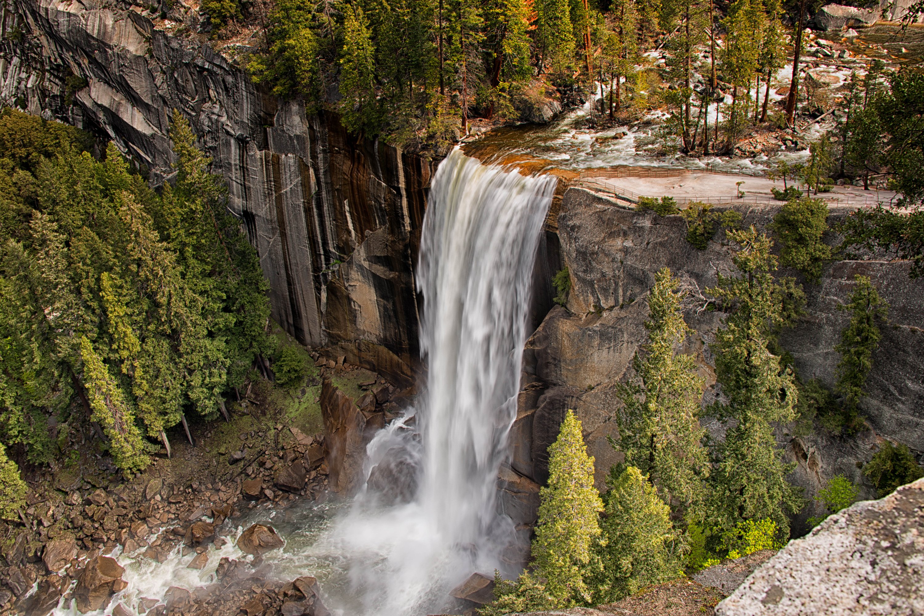 usa, Parks, Waterfalls, Scenery, Yosemite, Crag, Trees, Nature Wallpaper
