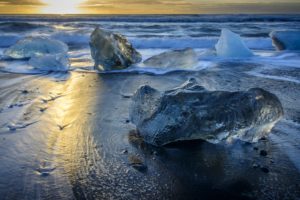 iceland, Sunrises, And, Sunsets, Coast, Waves, Ice, Nature