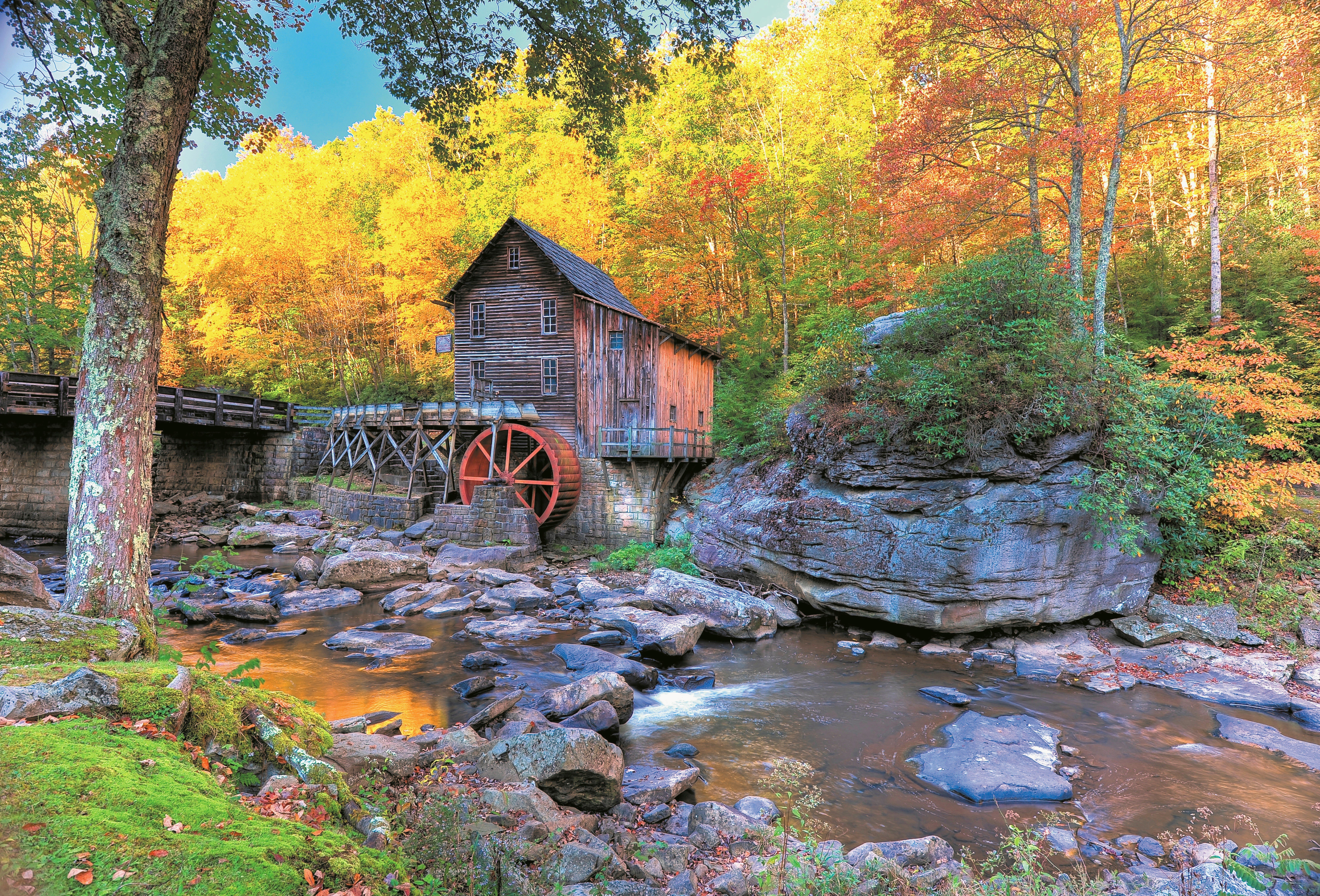 usa, Stones, Autumn, Mill, Glade, Creek, Grist, Mill, Babcock, State, Park, West, Virginia, Nature Wallpaper