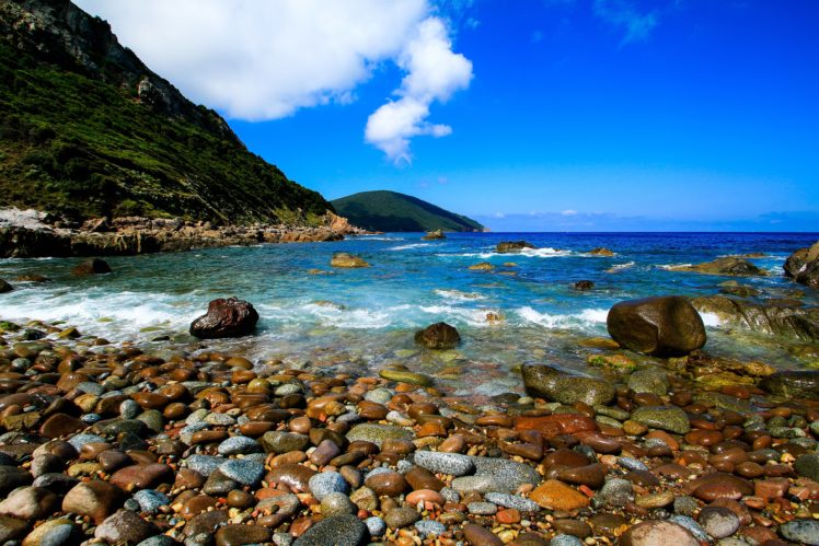 france, Coast, Sea, Mountains, Stones, Corsica, Nature HD Wallpaper Desktop Background