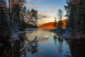 sweden, Scenery, Rivers, Sunrises, And, Sunsets, Trees, Arvika, Nature