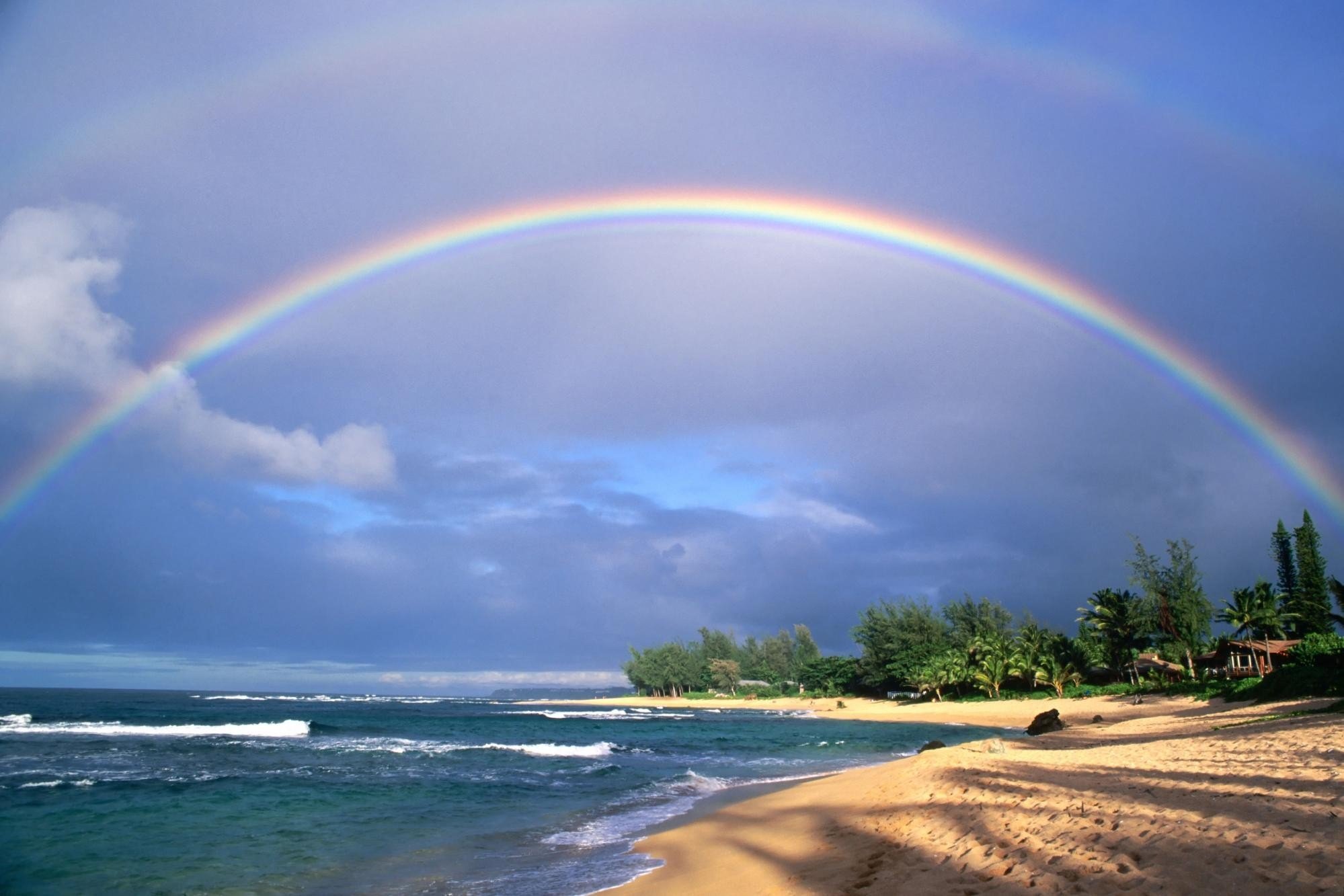 rainbow, On, Beach Wallpaper