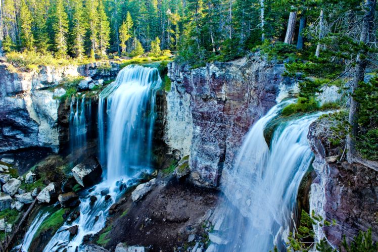 usa, Waterfalls, Forests, Crag, Paulina, Falls, Oregon, Nature HD Wallpaper Desktop Background
