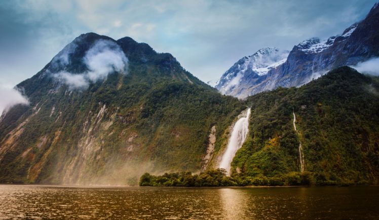 new, Zealand, Mountains, Waterfalls, Lady, Bowen, Falls, Bowen, River, Milford, Sound, Nature HD Wallpaper Desktop Background