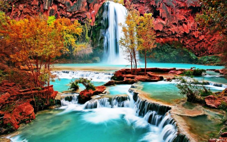 , Beautiful, Nature, Forest, House, Autumn, Amazing, Beauty, Waterfall, Landscape HD Wallpaper Desktop Background
