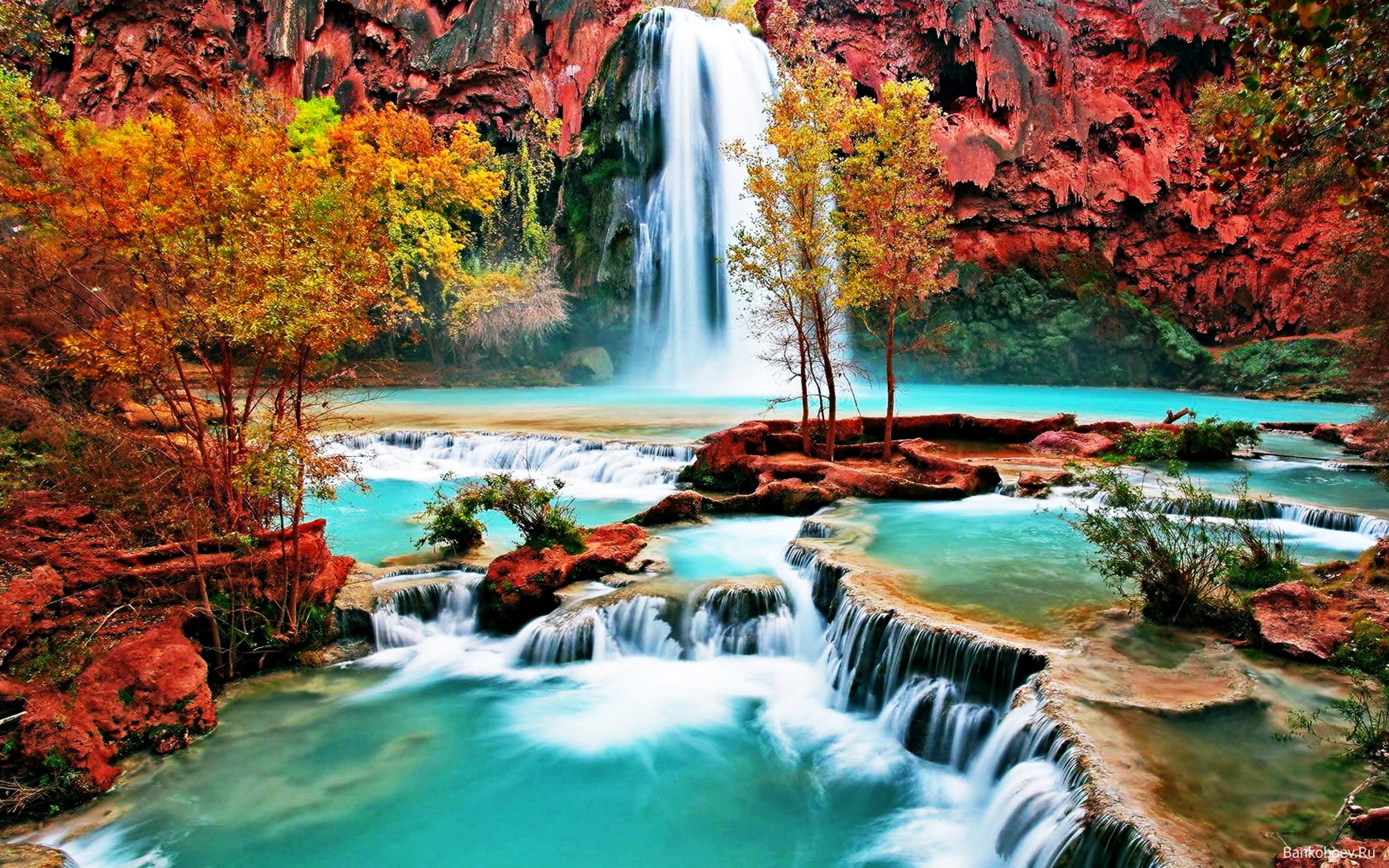 , Beautiful, Nature, Forest, House, Autumn, Amazing, Beauty, Waterfall, Landscape Wallpaper
