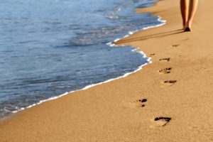 footprints, Beach, Sea, Ocean, Beaut