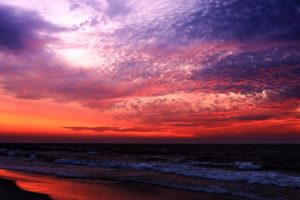 beach, Sea, Ocean, Beauty, Sky, Cloud, Sunset, Red