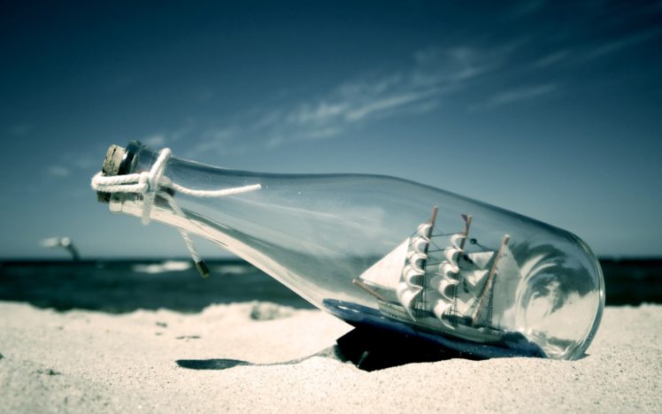 ship, In, Bottle, Mood, Beauty, Beach HD Wallpaper Desktop Background