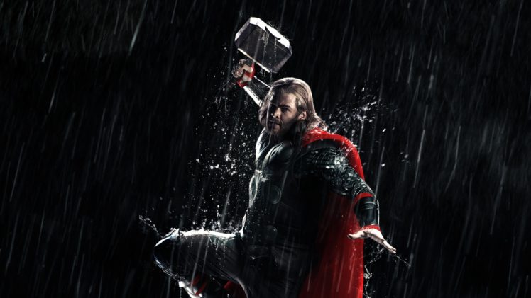 Thor Hammer Mjolnir Marvel Chris Hemsworth Rain The