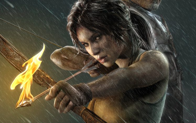 tomb, Raider, 2013, Archers, Warriors, Fire, Rain, Lara, Croft, Games, Girls HD Wallpaper Desktop Background