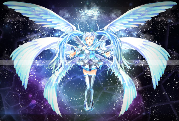vocaloid, Hatsune, Miku, K2pudding, Stars, Vocaloid, Wings, Yuki, Miku HD Wallpaper Desktop Background