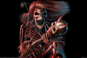 dark, Music, Reaper, Skeleton, Skull, Guitars, Evil, Scary, Spooky, Halloween, Horns, Fantasy, Bones, Scream, Smile, Grimace