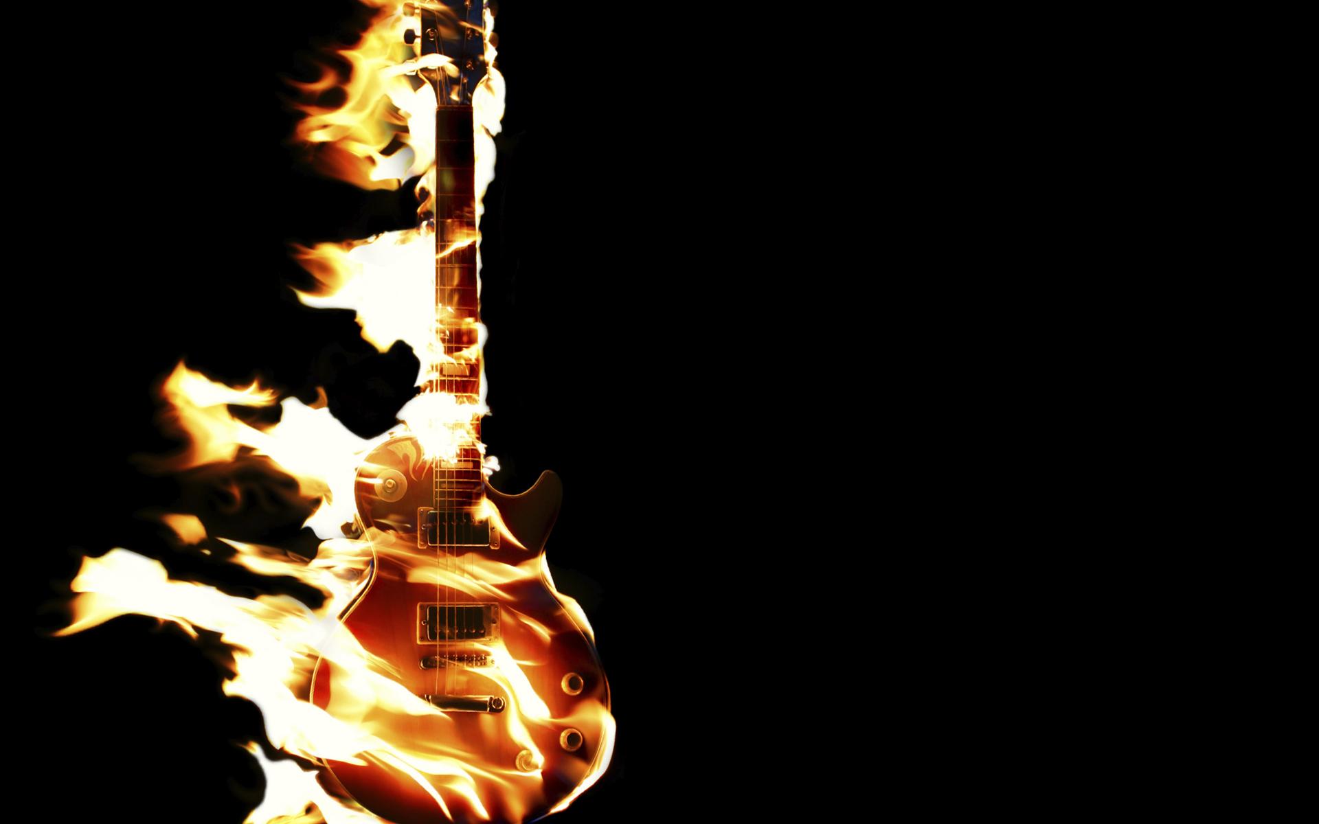 entertainment, Music, Guitars, Strings, Musical, Instuments, Fire, Flames Wallpaper