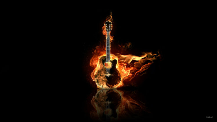 entertainment, Music, Guitars, Strings, Musical, Instuments, Fire, Flames HD Wallpaper Desktop Background