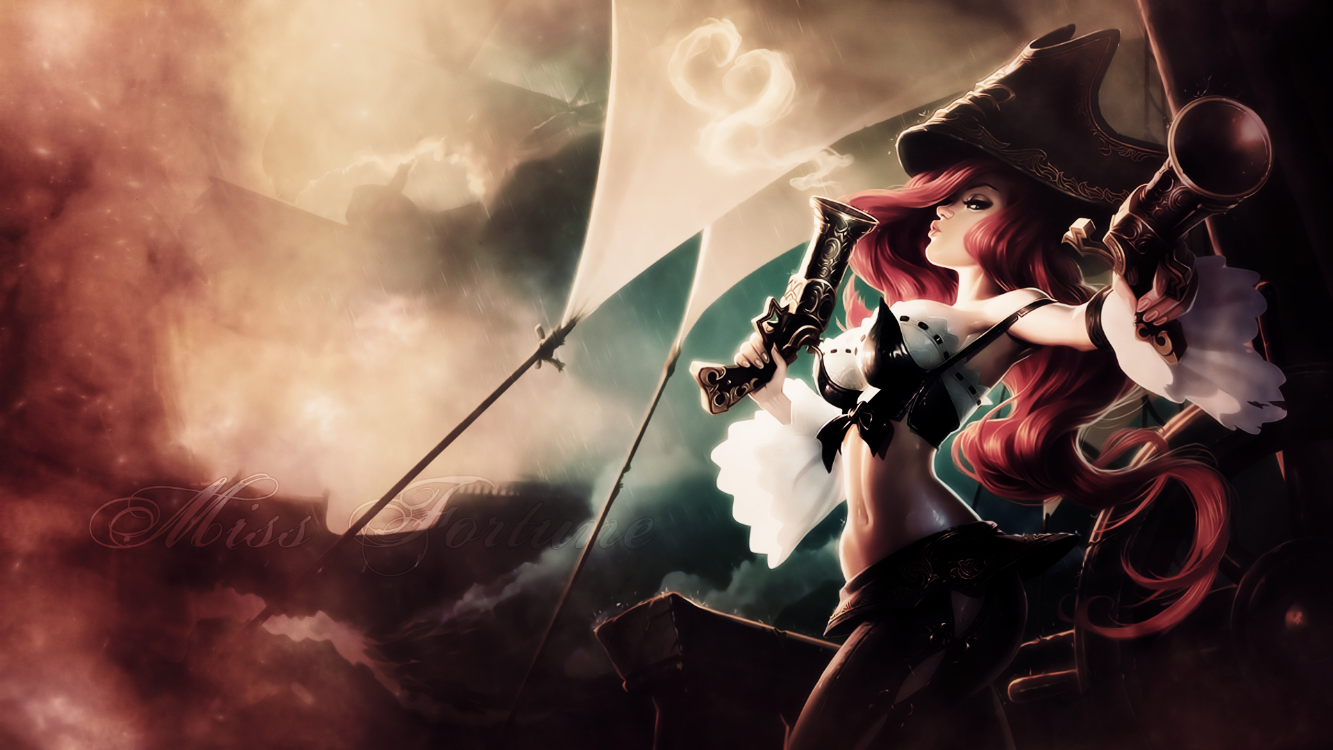 league, Of, Legends, Pistols, Girls, Fantasy, Redhead, Girl, Fantasy, Art, Pirates Wallpaper