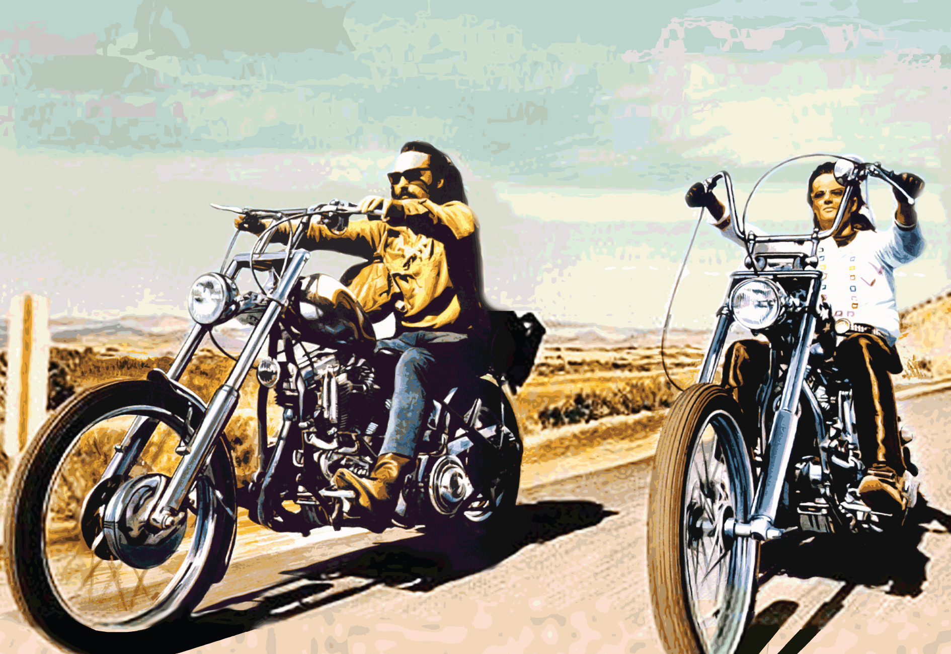 easy, Rider, Biker, Chopper, Cruise, Roads, Art, Hippy, Vehicles, Motorcycles, Bikes, Sled, Sky, Clouds, Landscapes Wallpaper