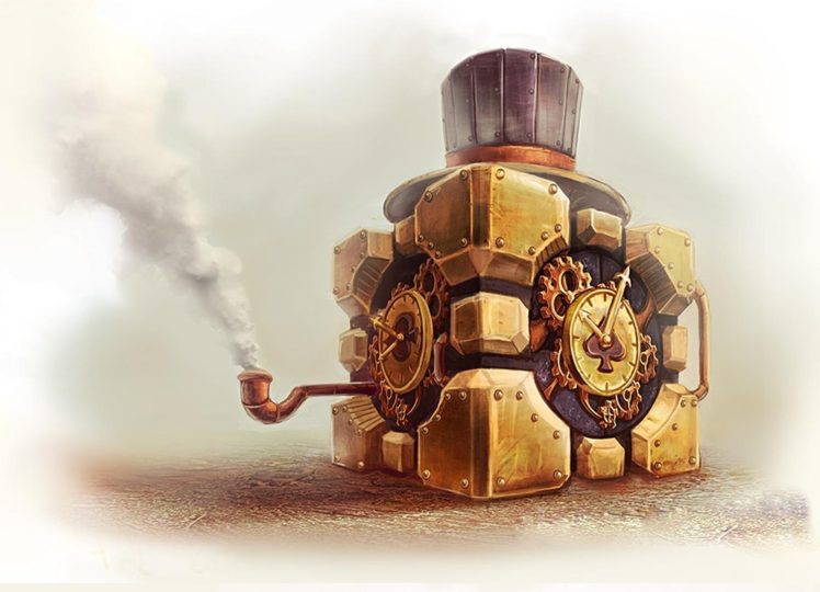 , 1, Smoke, Steampunk, Clocks, Companion, Cube, Tophat, Artwork, Aperture, Laboratories, Pipes, Portal, Mech, Sci, Fi, Watch HD Wallpaper Desktop Background