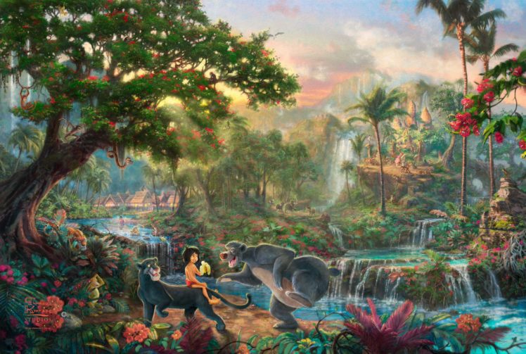 the, Jungle, Book, Thomas, Kinkade, Walt, Disney, Art, Cartoon, Movie HD Wallpaper Desktop Background