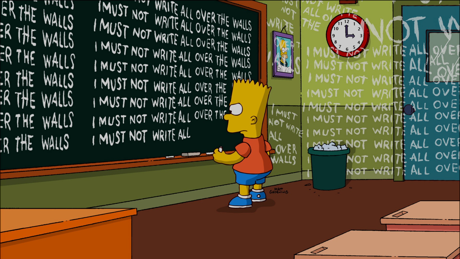 the, Simpsons, Bart, Detention, Write, Chalkboard, Humor, Cartoons Wallpaper