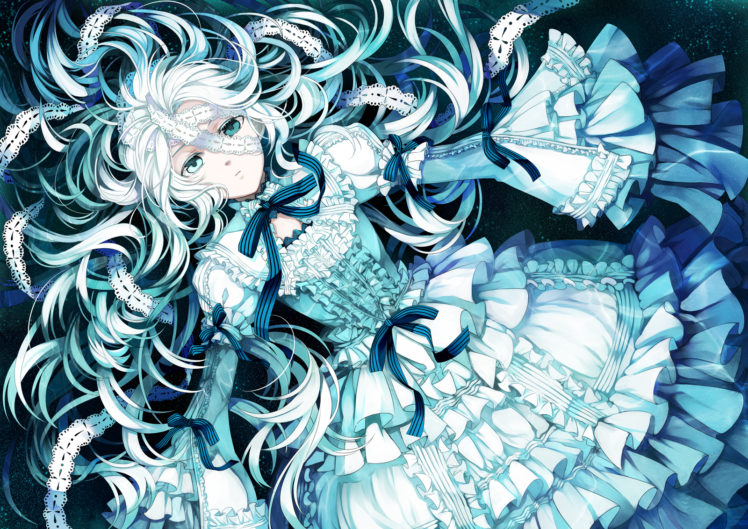 dress, Lolita, Fashion, Original, Osamu,  pixiv , Ribbons, White, Hair HD Wallpaper Desktop Background