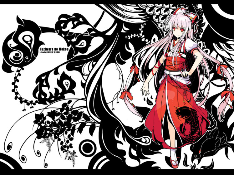 fujiwara, No, Mokou, Ideolo, Japanese, Clothes, Red, Eyes, Touhou HD Wallpaper Desktop Background