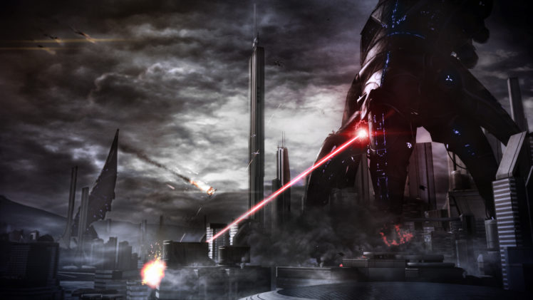 mass, Effect, Reaper, Laser, Sci fi, Battle, Mecha, Weapons, Cities HD Wallpaper Desktop Background