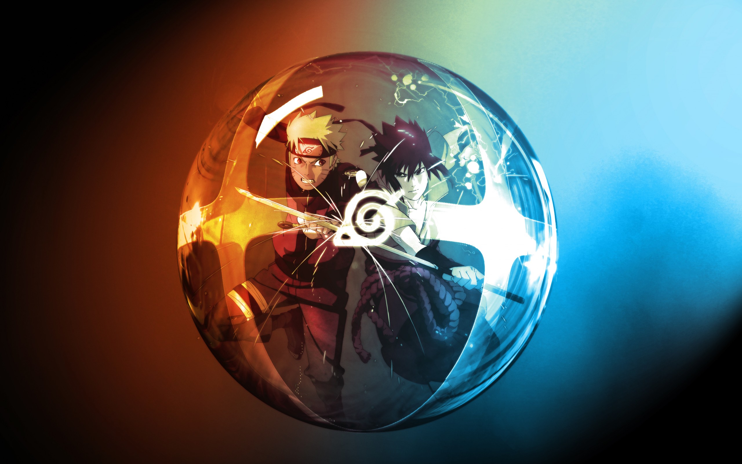 naruto, Uzumaki, Naruto, Uchiha, Sasuke, Ball, Sign, Konoha, Katana Wallpaper
