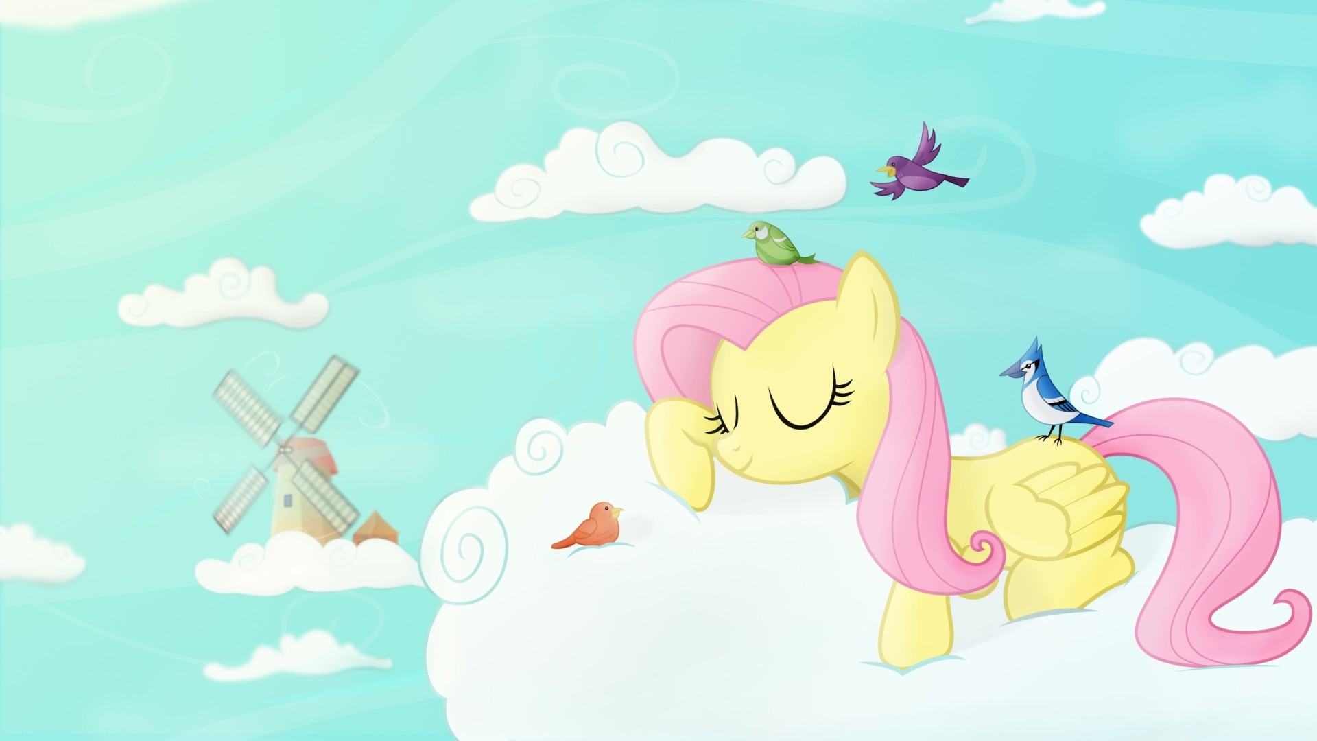 clouds, Sleeping, Fluttershy, Ponies, My, Little, Pony , Friendship, Is, Magic Wallpaper