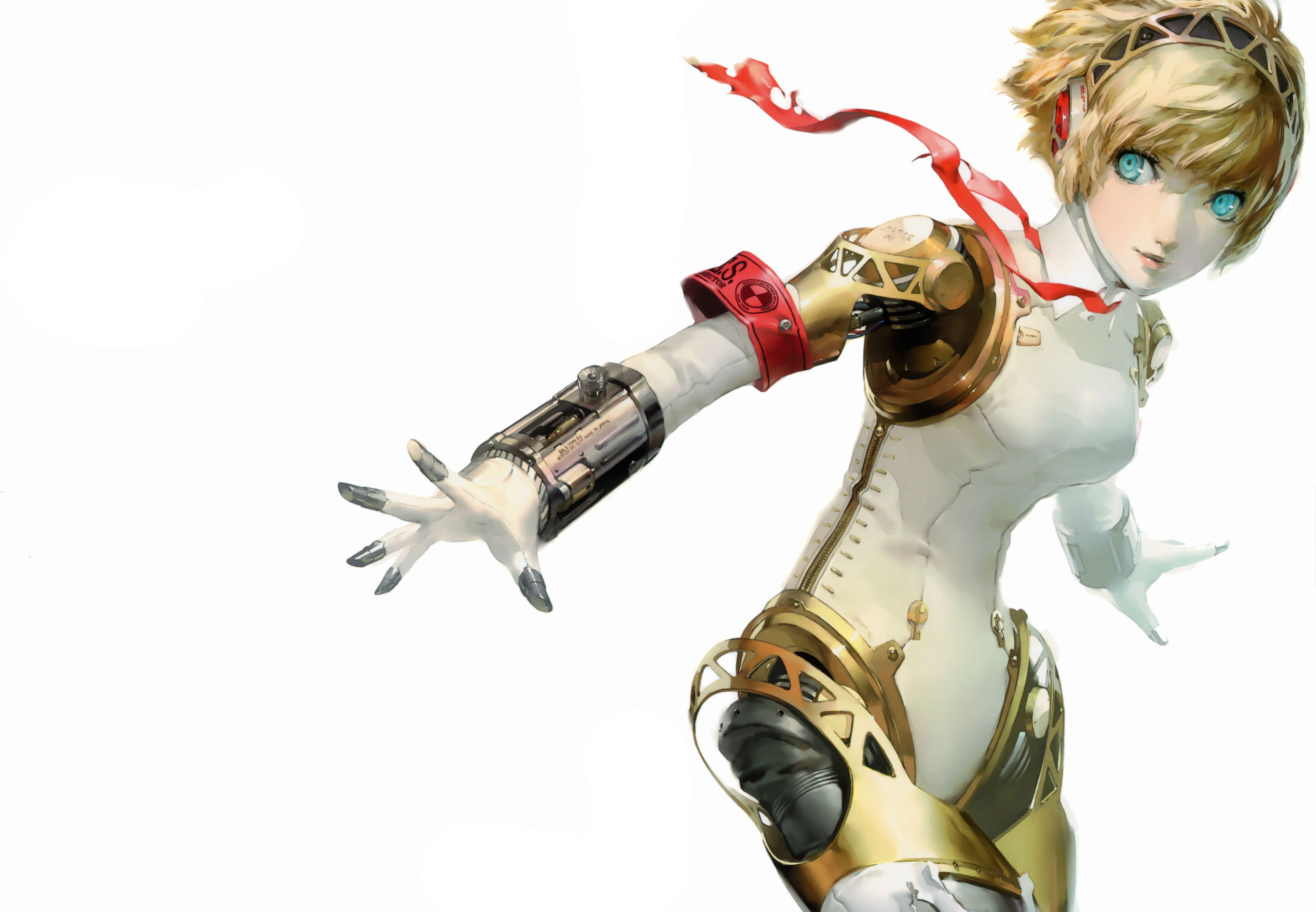 aegis, Aqua, Eyes, Headphones, Persona, Persona, 3, Scan, Soejima, Shigenori, White Wallpaper
