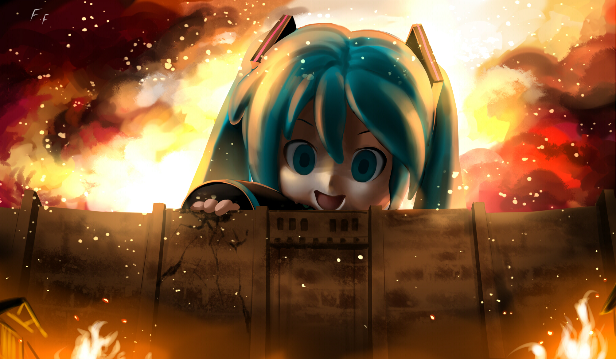 crossover, Hatsune, Miku, Mikudayoo, Parody, Shingeki, No, Kyojin, Vocaloid Wallpaper