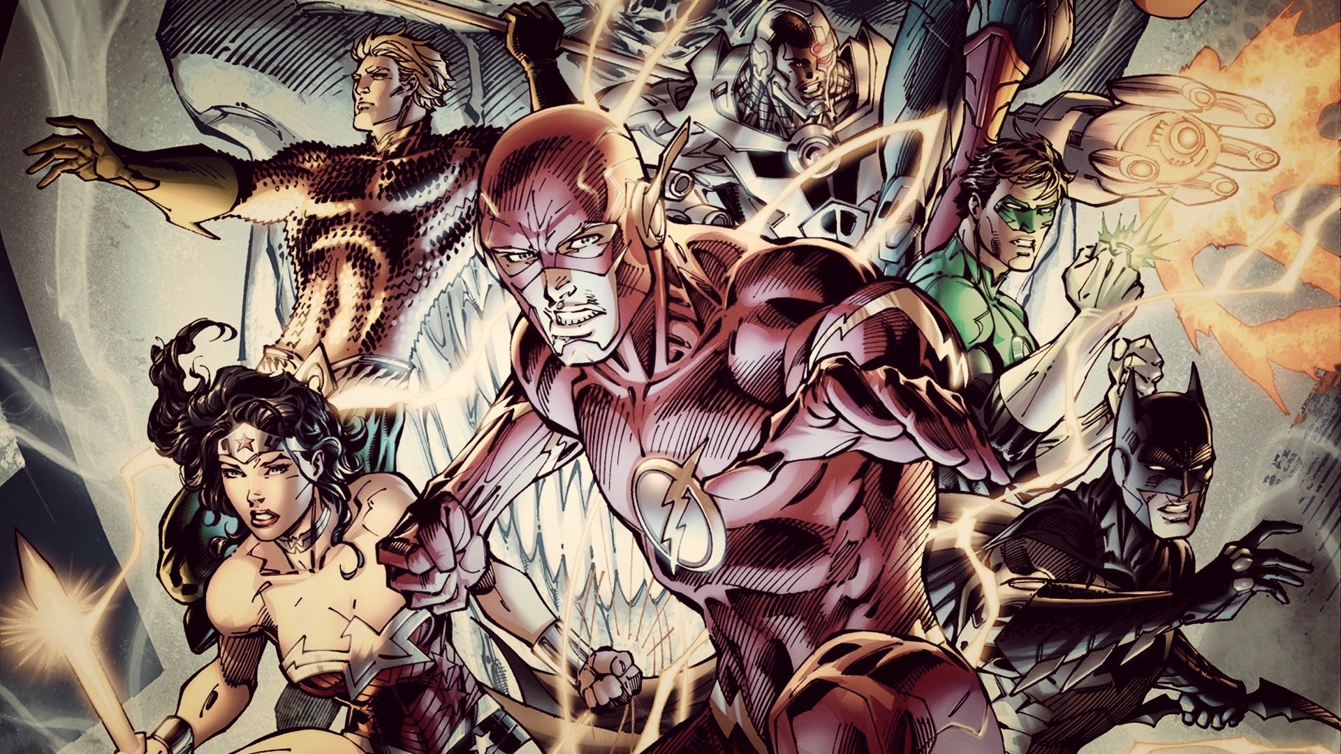 justice, League, Dc, The, Flash, Batman, Green, Lantern, Wonder, Woman, Aquaman Wallpaper