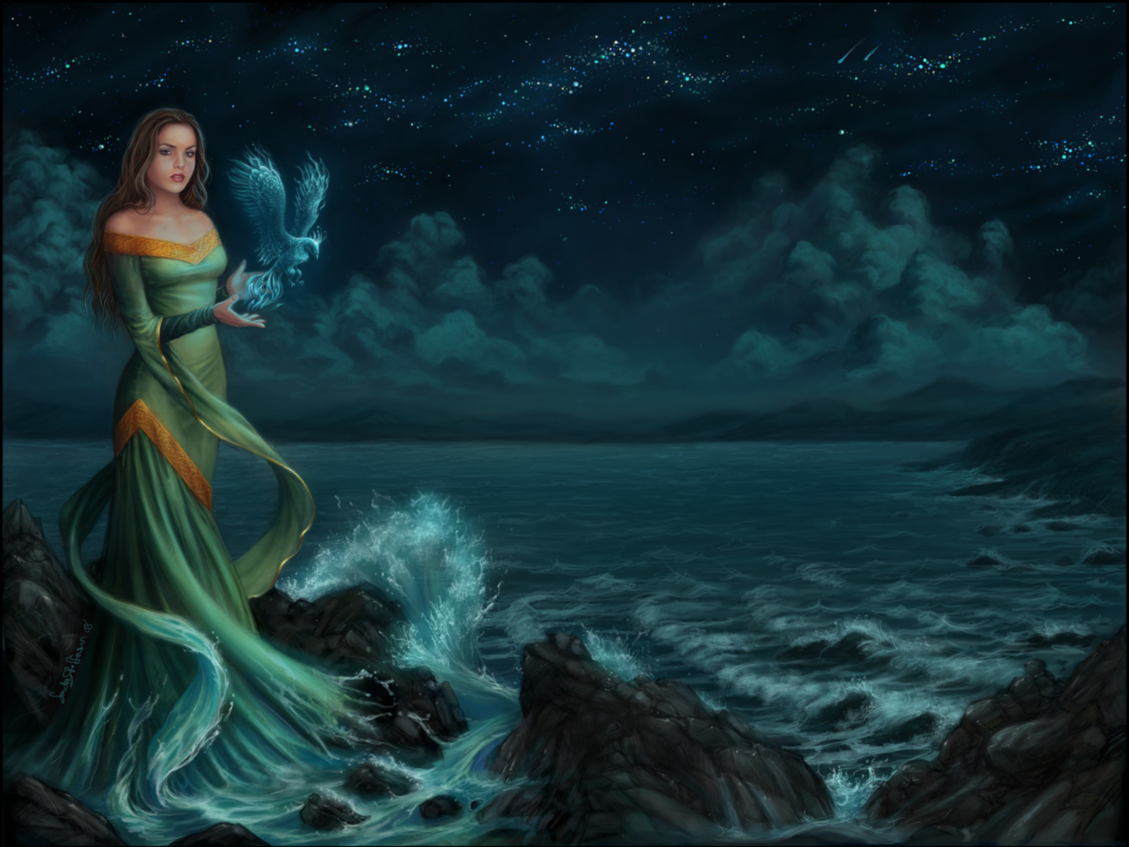 sirenia, Gothic, Metal, Heavy, Fantasy, Ocean, Sea, Mood, Women, Girl, Girls Wallpaper