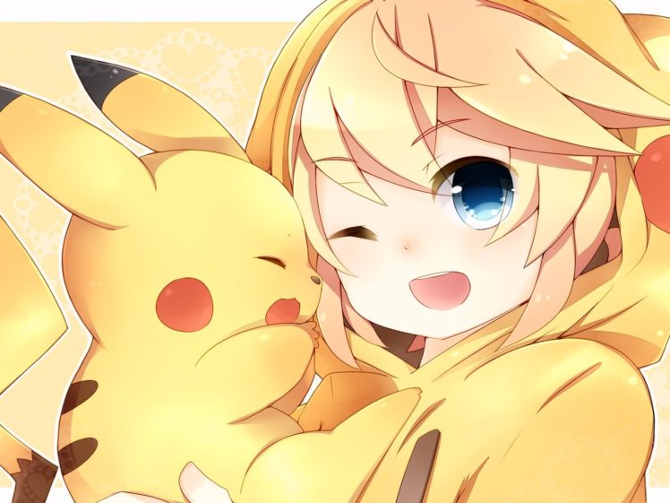 pokemon, Vocaloid, Crossover, Kagamine, Len, Leeannpippisum, Pikachu HD Wallpaper Desktop Background